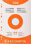 Zakładki indeksujące - Exacompta 13656e opakowanie z 100 fiszek 210/297 z otworami w kratkę czy w 4 kolorach (niebieski/żółty/zielony/różowy) 13656E - miniaturka - grafika 1