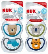 Smoczki do butelek - NUK 736366 SMOCZEK SILIKONOWY SPACE 6-18 2SZT/PUDEŁKO NUKS-321 - miniaturka - grafika 1