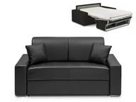 Sofy i kanapy - Vente-Unique 2-osobowa kanapa z ekspresowym mechanizmem rozkładania z materiału skóropodobnego EMIR - Kolor: czarny - Miejsce do spania: 120 cm - Materac 22 cm - miniaturka - grafika 1