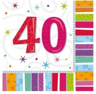 Dekoracje i nakrycia stołu na imprezę - AMSCAN Serwetki urodzinowe na czterdzieste urodziny - 40tka - 33 x 33 cm - 16 szt. 991415 - miniaturka - grafika 1