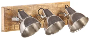 vidaXL Industrialna lampa ścienna, srebrna, 70x23cm, E27, drewno mango 320595 - Lampy ścienne - miniaturka - grafika 2