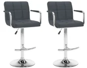 Taborety i hokery - vidaXL Stołki barowe, 2 szt., szare, sztuczna skóra - miniaturka - grafika 1
