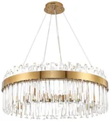 Lampy sufitowe - COPEL Pałacowa LAMPA wisząca CGCHANDELIERLUX COPEL szklana OPRAWA okrągły ZWIS glamour kryształki crystals przezroczyste mosiądz - miniaturka - grafika 1