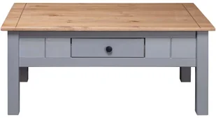 vidaXL Stolik kawowy, szary, 100x60x45 cm, lita sosna, seria Panama - Ławy i stoliki kawowe - miniaturka - grafika 5