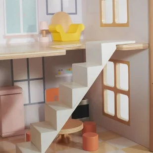 Classic World Duży Drewniany Domek dla Lalek 2 Figurki NATURALNE DREWNO 28 el. CW50552 - Domki dla lalek - miniaturka - grafika 6