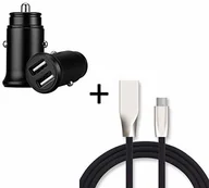 Ładowarki samochodowe - Shot Case Ładowarka typu C do Samsung Galaxy Note 10+ (kabel do szybkiego ładowania + podwójne gniazdo do zapalniczki samochodowej) Android, czarna - miniaturka - grafika 1