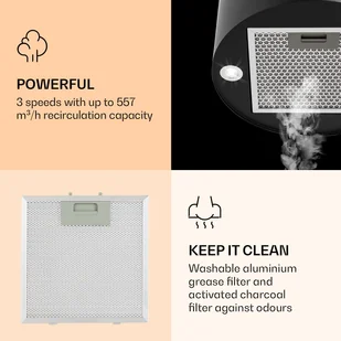 Klarstein Barella 35 Czarny TK15CH-Barella-SS - Okapy kuchenne - miniaturka - grafika 4