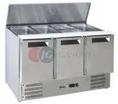 Szafy i witryny chłodnicze - Hendi Stół chłodniczy sałatkowy 3-drzwiowy z pokrywą uchylną 1365x700x860 h 236178 236178 - miniaturka - grafika 1