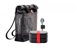 Lekue To Go Limited 1 L Czarny Lunch Box Dwukomorowy Plastikowy Ze Sztućcami I Torbą Termiczną - Lunch boxy - miniaturka - grafika 3