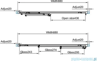 Omnires Chelsea kabina prostokątna 90x80cm przejrzysta NDT90X+NDR80X - Kabiny prysznicowe - miniaturka - grafika 2