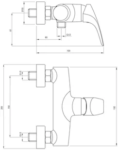 Deante Cynia Bateria prysznicowa natynkowa chrom BCY040M - Baterie wannowe i prysznicowe - miniaturka - grafika 4