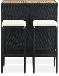 vidaXL 3-częściowy zestaw mebli barowych, polirattan, czarny 313473 - Stoły z krzesłami - miniaturka - grafika 3