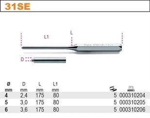 Beta WYBIJAK DO KOŁKÓW ROZPRĘŻNYCH 4MM 31SE/4 - Dłuta - miniaturka - grafika 2