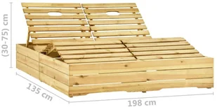 vidaXL Podwójny leżak z zielonymi poduszkami, impregnowana sosna! 3065989 - Leżaki ogrodowe - miniaturka - grafika 9