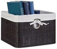 Pudła i pojemniki do przechowywania - Relaxdays 10020067_46 bambusowy kosz z wyjmowanym wkładem, odpowiedni na regał i szafę, wymiary: 31 x 31 x 20 cm, czarny B01EVG2SXA - miniaturka - grafika 1