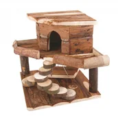Akcesoria dla gryzoni - PanamaPet Domek na drzewie dla gryzoni, drewniany, 19x19x27,5cm - miniaturka - grafika 1