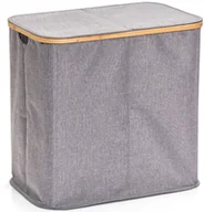 Kosze na bieliznę - Zeller Pojemnik na pranie z płótna i bambusa kosz na ubrania pojemnik na bieliznę duży kosz na pranie kosz na pranie dwukomorowy B07FCYV66H - miniaturka - grafika 1