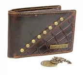 Portfele - Jennifer Jones Portfel Męski Skórzany Skóra Licowa Mały Poziomy Bez Zapięcia Jedno Skrzydełko Do Góry 5562 RFID - miniaturka - grafika 1