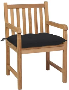 vidaXL Krzesła ogrodowe z czarnymi poduszkami, 6 szt., drewno tekowe! 3073053 - Fotele i krzesła ogrodowe - miniaturka - grafika 3