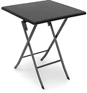 Stoły ogrodowe - Relaxdays Bastian składany stół do ogrodu, balkonu, tarasu, metalowa podstawa, stylizowany na rattan, służy jako stół pomocniczy lub campingowy, czarny 10020057_428 - miniaturka - grafika 1