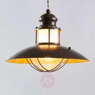 Lampy sufitowe - Rustykalna lampa wisząca Louisanne, brązowa - miniaturka - grafika 1