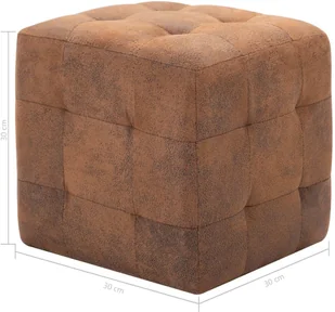 shumee Pufy 2 szt. brązowe 30 x 30 x 30 cm sztuczna skóra zamszowa - Nocniki - miniaturka - grafika 7