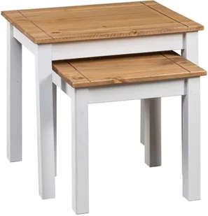 vidaXL 2 stoliki wsuwane pod siebie, białe, sosnowe, seria Panama - Ławy i stoliki kawowe - miniaturka - grafika 3
