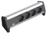 Listwy zasilające - Bachmann DESK 1 339.1000 black silver 4 socket strip - miniaturka - grafika 1
