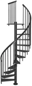 Schody strychowe - DOLLE Schody spiralne CALGARY z dodatkowymi tralkami 140 cm Antracyt DOLLE - miniaturka - grafika 1