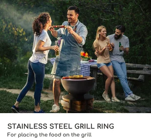 Blumfeldt Blumfeldt Savage 2.0 Rund, misa paleniskowa z grillem,  60 cm, stabilna podstawa, schowek na drewno GDI11-Sav2.0 Rund-BK - Paleniska ogrodowe - miniaturka - grafika 5