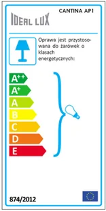 IDEAL LUX Lampa Ścienna Cantina Ap1 Rame 112695 Wys. 15,0 - Lampy ścienne - miniaturka - grafika 3