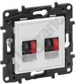 Gniazdka elektryczne - Legrand Gniazdo głośnikowe podwójne Niloe Step 863186 wkręty białe - miniaturka - grafika 1