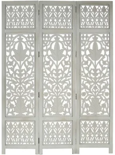 vidaXL Parawan 3-panelowy, rzeźbiony, szary, 120x165 cm, drewno mango vidaXL - Parawany - miniaturka - grafika 6
