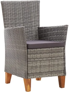 vidaXL 5-częściowy zestaw mebli ogrodowych, polirattan i akacja, szary - Meble ogrodowe - miniaturka - grafika 6