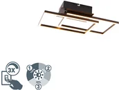 Lampy sufitowe - QAZQA Lampa sufitowa kwadratowa czarna 3-stopniowa ściemnialna - Plazas Novo - miniaturka - grafika 1