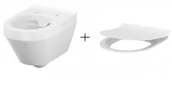 Miski WC - Cersanit K114-015 + K98-0177 MISKA ZAWIESZANA CREA CLEANON OWALNA + DESKA - miniaturka - grafika 1