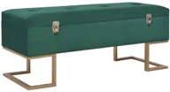 Ławki do przedpokoju - vidaXL Ławka ze schowkiem, 105 cm, zielona, aksamitna vidaXL - miniaturka - grafika 1
