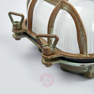 MORETTI Moretti Owalna zew lampa ścienna BENGT z antycz mosiądzu - Lampy ogrodowe - miniaturka - grafika 5