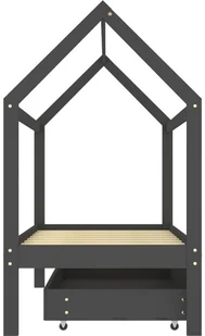 VidaXL Lumarko Łóżko dziecięce z szufladą, ciemnoszare, lita sosna, 80x160 cm! 322143 VidaXL - Łóżeczka i kojce - miniaturka - grafika 4