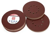 Materiały ścierne - Woltersberger Woltersberger 25 sztuk tarcz szlifierskich,  225 mm, ziarnistość P60, 10 otworów w kolorze czerwonym, papier ścierny, szlifierka do suchej zabudowy, szlifierka z długim ramieniem, żyrafa szlifierska WOB0292-025_A - miniaturka - grafika 1