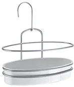 Półki łazienkowe - Metaltex 403711322 regał do prysznica "Orbit", plastik, biały/srebrny, 26 x 13 x 17 cm 403711322 - miniaturka - grafika 1