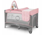 Łóżeczka i kojce - Lionelo ŁÓŻECZKO TURYSTYCZNE DWUPOZIOMOWE SKŁADANE KOJEC FLOWER FLAMINGO RÓŻOWE 658791 - miniaturka - grafika 1