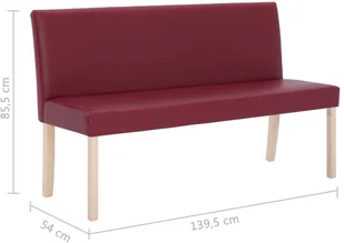 vidaXL Ławka, 139,5 cm, czerwone wino, sztuczna skóra vidaXL - Ławki do przedpokoju - miniaturka - grafika 8