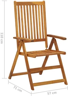vidaXL Rozkładane krzesła ogrodowe, 3 szt., lite drewno akacjowe - Fotele i krzesła ogrodowe - miniaturka - grafika 7