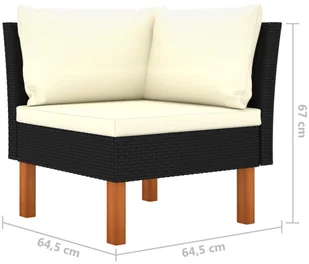 VidaXL 4-osobowa sofa ogrodowa z poduszkami, polirattan, czarna 3059730 - Sofy ogrodowe - miniaturka - grafika 5