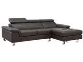 Narożniki - Vente-Unique Sofa narożna ze skóry MISHIMA - Czekoladowy - Narożnik prawostronny - miniaturka - grafika 1