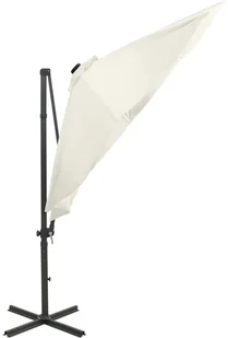 vidaXL Parasol wiszący z lampkami LED i słupkiem, piaskowy, 300 cm 312328 - Parasole ogrodowe - miniaturka - grafika 6