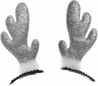 Pozostałe akcesoria świąteczne - Arpex Spinki brokatowe Rogi Renifera srebrne - 2 szt. SM7956SRE - miniaturka - grafika 1
