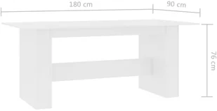 vidaXL Stół jadalniany, biały, 180x90x76 cm, płyta wiórowa - Stoły - miniaturka - grafika 6