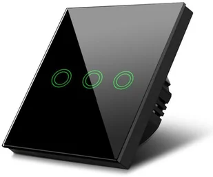 Maclean Włącznik dotykowy światła Maclean MCE705B potrójny, szklany, czarny z okrągłym przyciskiem wymiary 86x86mm, z podświetleniem prz MCE705B - Wyłączniki światła i elektryczne - miniaturka - grafika 2